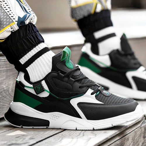 Mens Sneakers - Black White Green - DS3.1205