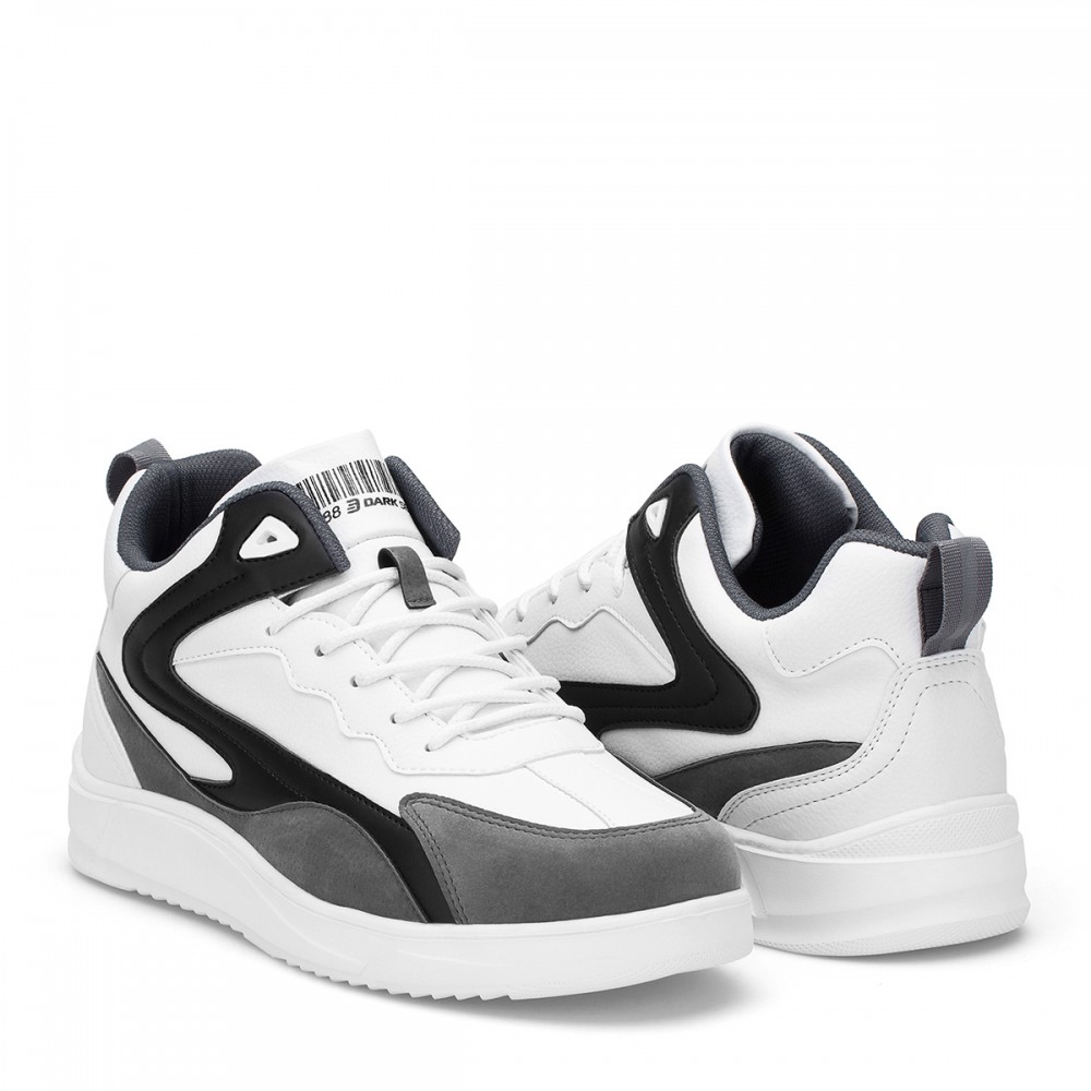 Mens High Top Sneakers - White Dark Gray - DS3.1204