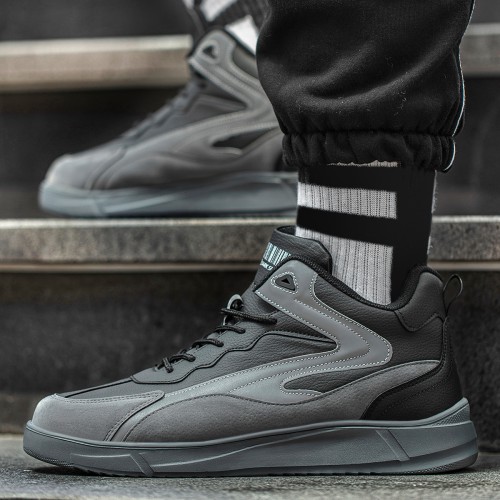 Mens High Top Sneakers - Black Dark Gray - DS3.1204
