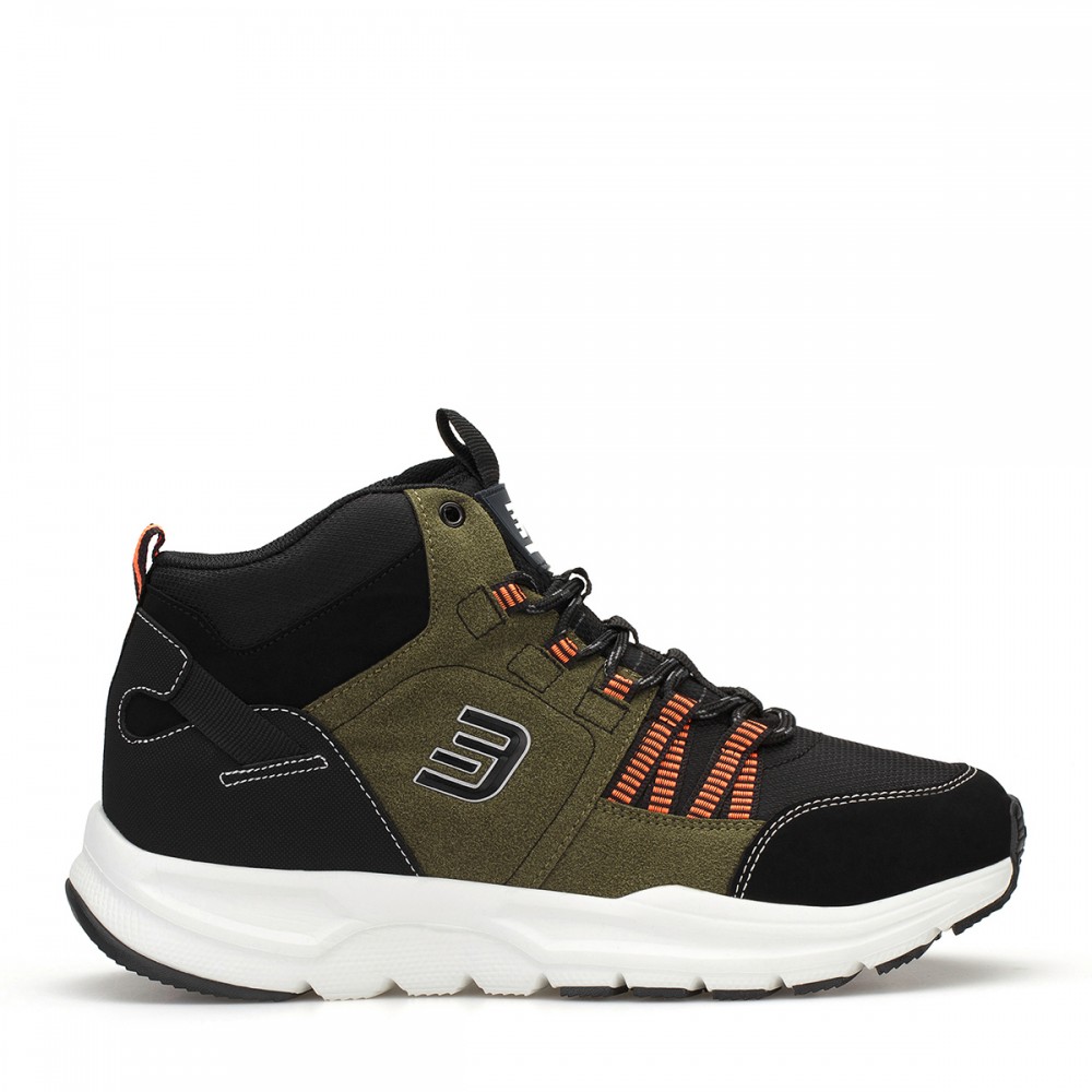 Men's High Top Sneakers - Black Khaki Orange - DS3.1258