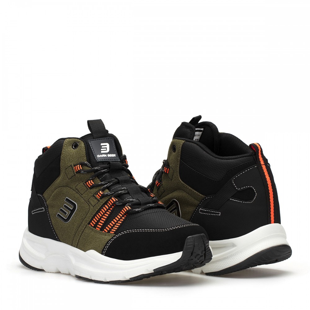 Men's High Top Sneakers - Black Khaki Orange - DS3.1258