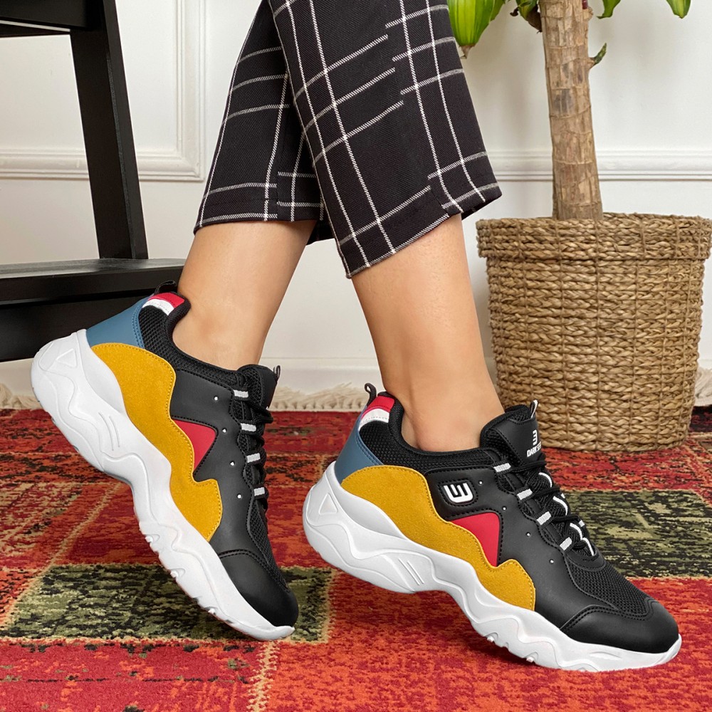 Women's Sneakers - Black Yellow - DS3.5100