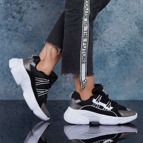 Women’s Sneakers - Black White - DS3.5156