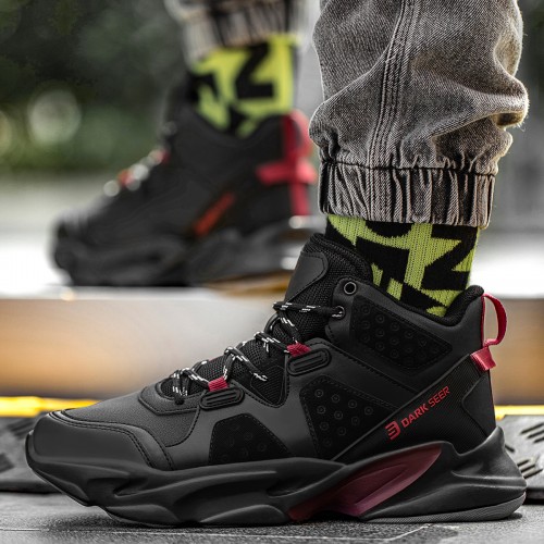 Mens High Top Sneakers - Black Claret Red - DS3.839