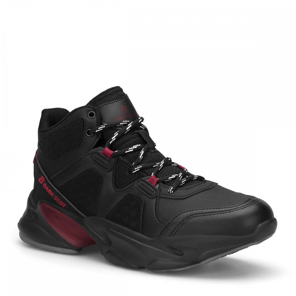 Mens High Top Sneakers - Black Claret Red - DS3.839