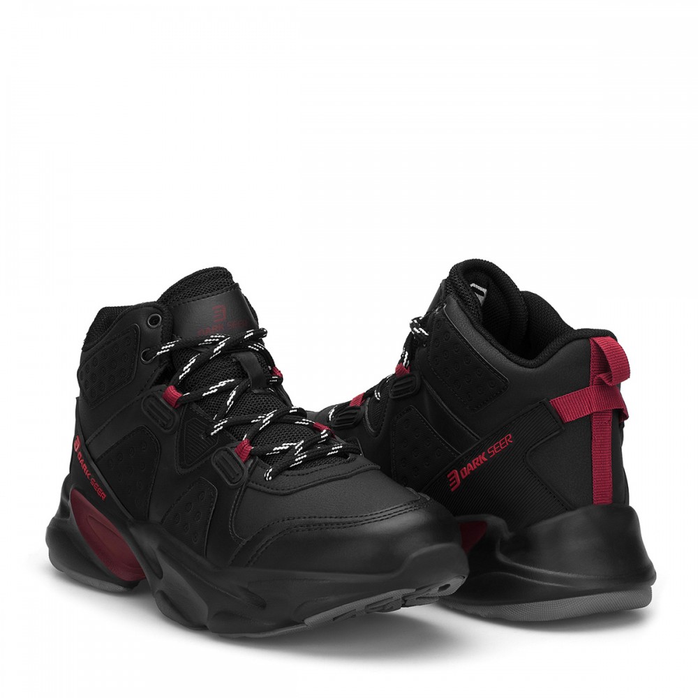 Mens High Top Sneakers - Black Claret Red - DS3.839