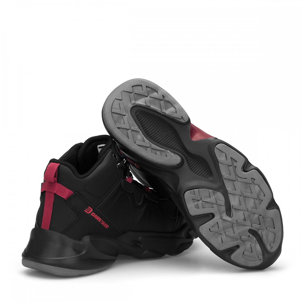 Mens High Top Sneakers - Black Claret Red - DS3.839