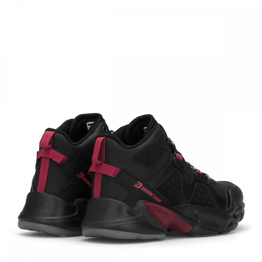 Mens High Top Sneakers - Black Claret Red - DS3.839
