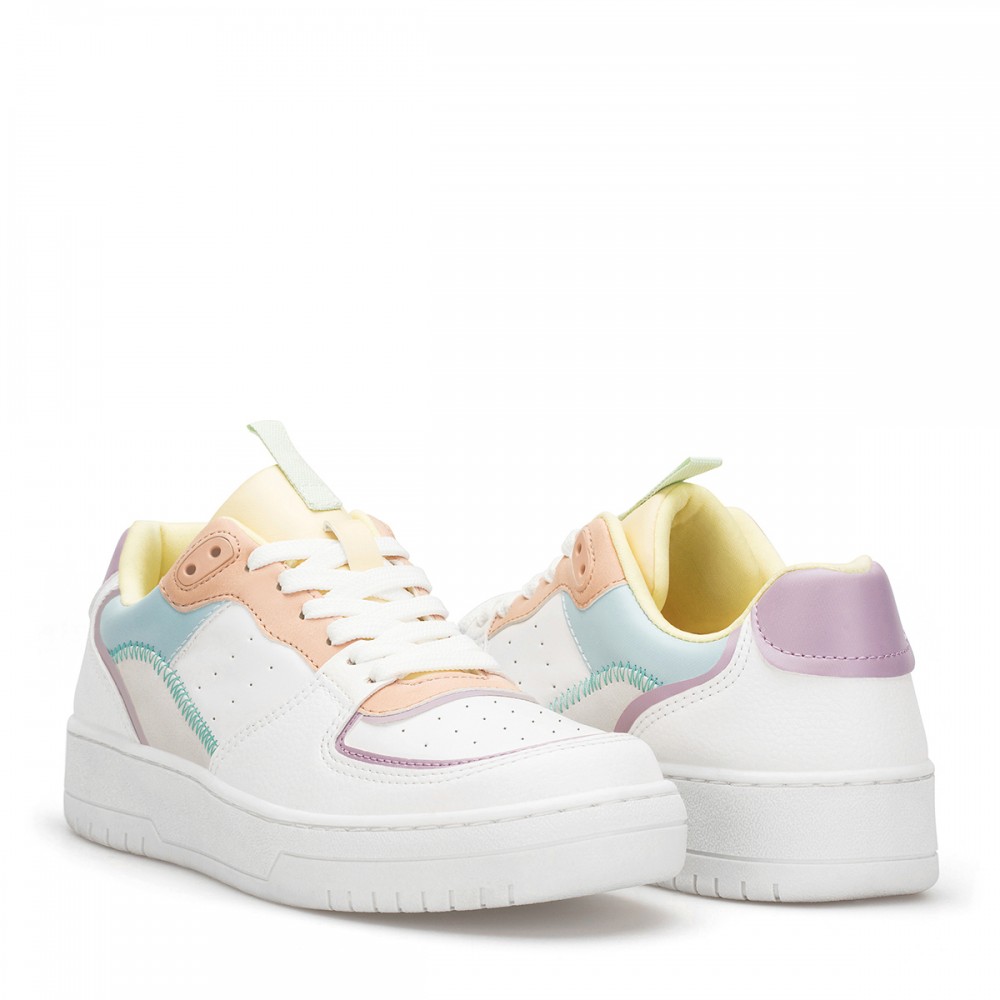 Womens Sneakers - White Yellow Blue - DS Alley