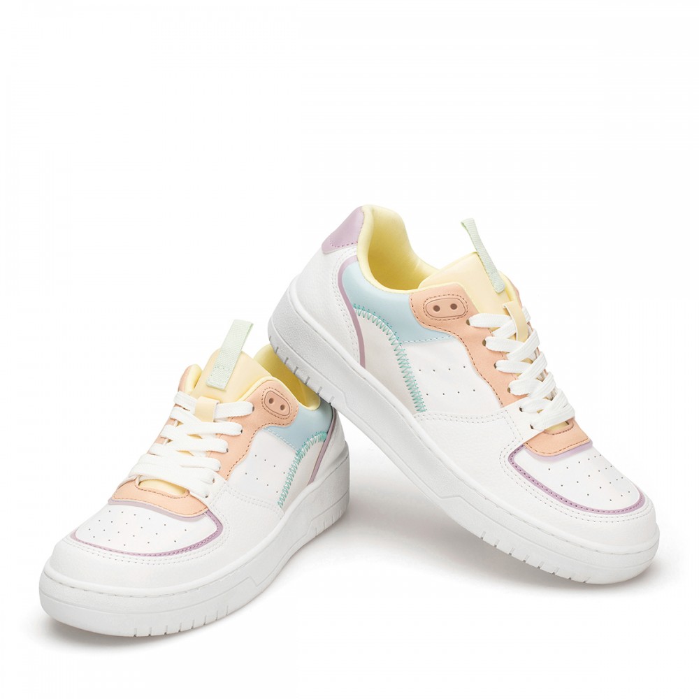 Womens Sneakers - White Yellow Blue - DS Alley