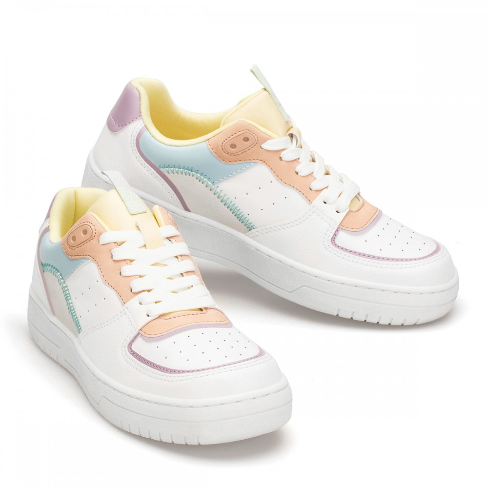 Womens Sneakers - White Yellow Blue - DS Alley