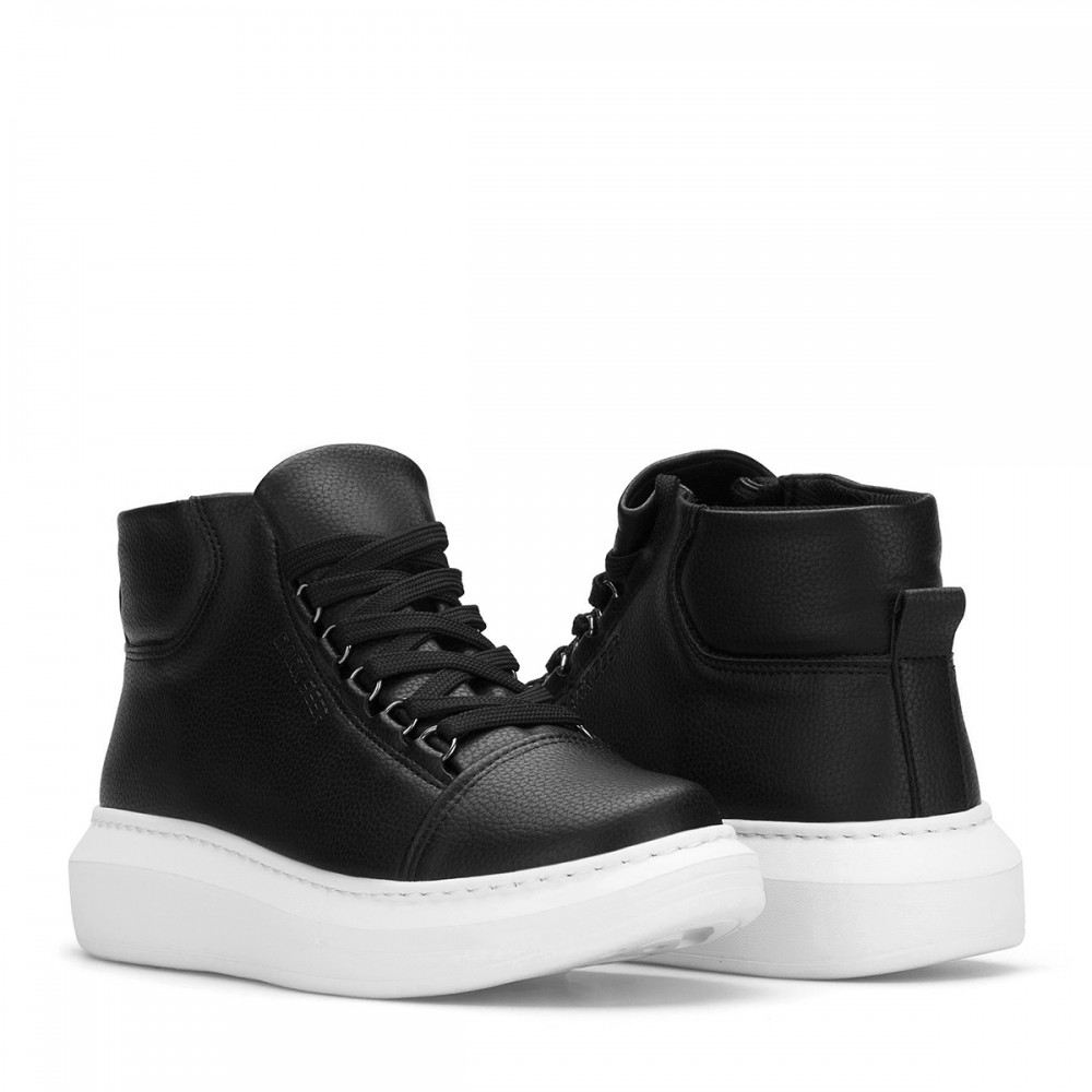 Men's High Top Sneakers - Black White - DS Belano