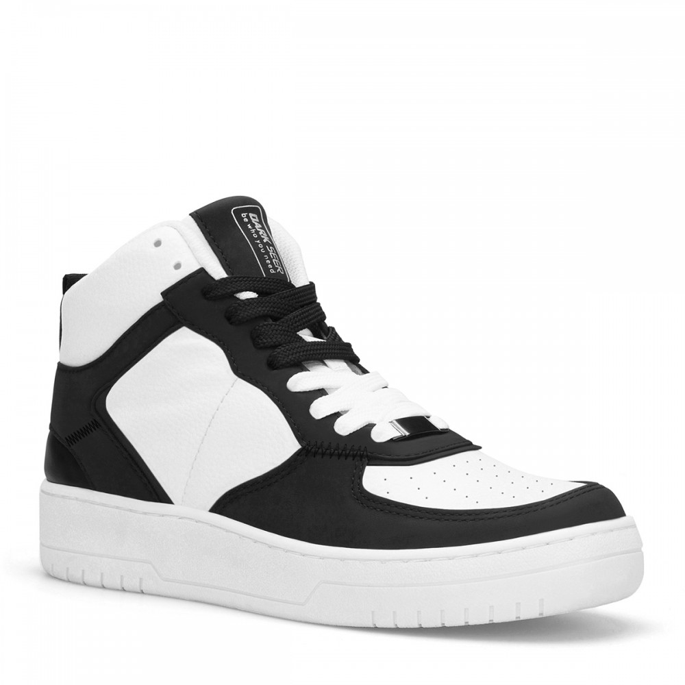 Womens High Top Sneakers - White Black - DS Maya