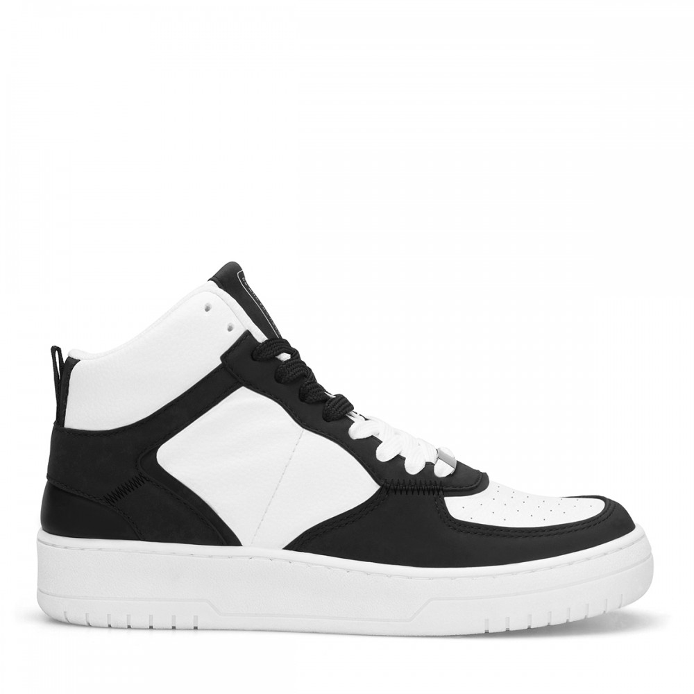 Womens High Top Sneakers - White Black - DS Maya