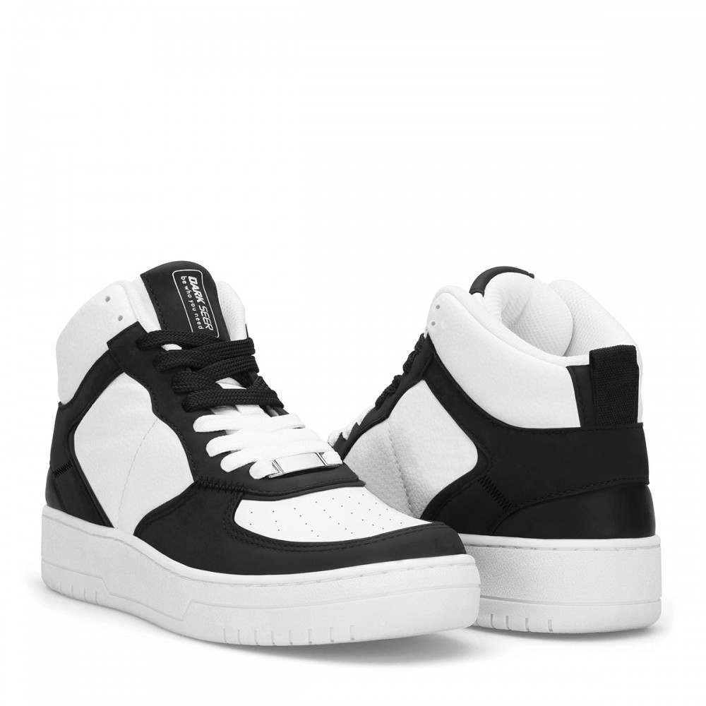 Womens High Top Sneakers - White Black - DS Maya