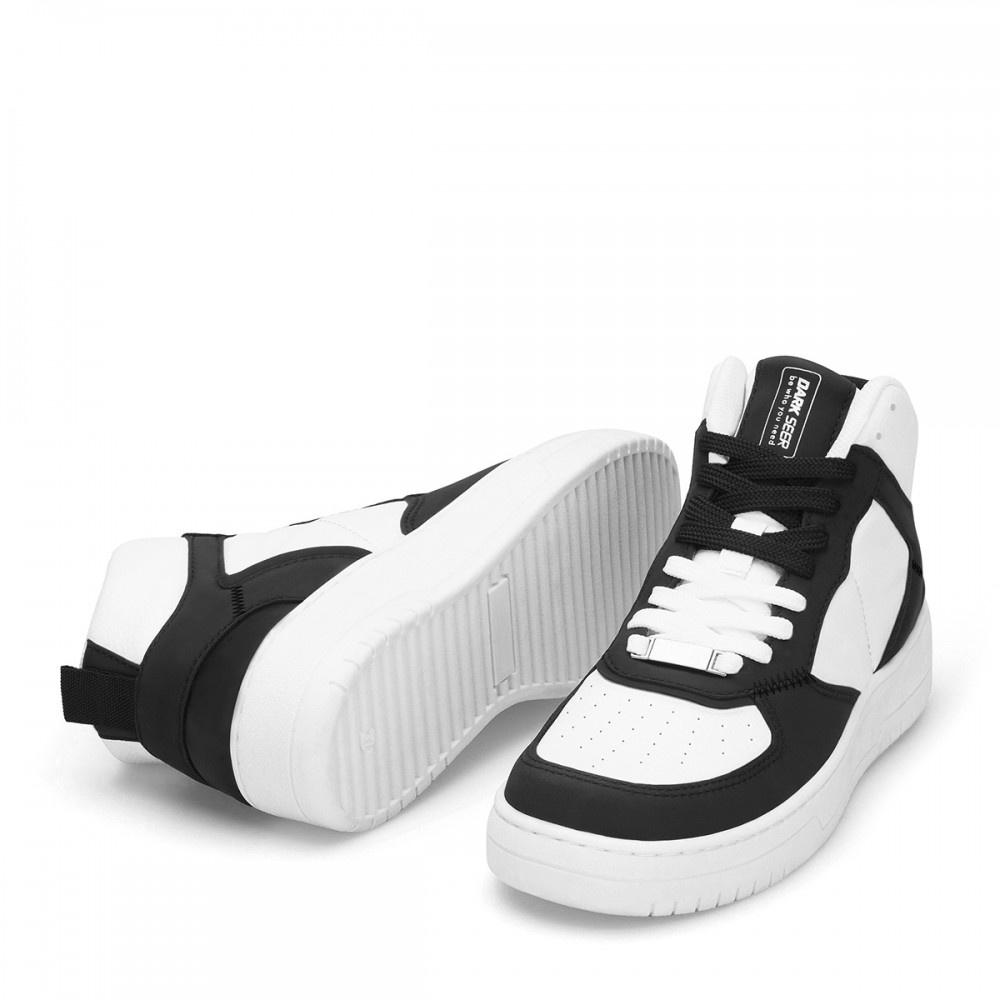 Womens High Top Sneakers - White Black - DS Maya