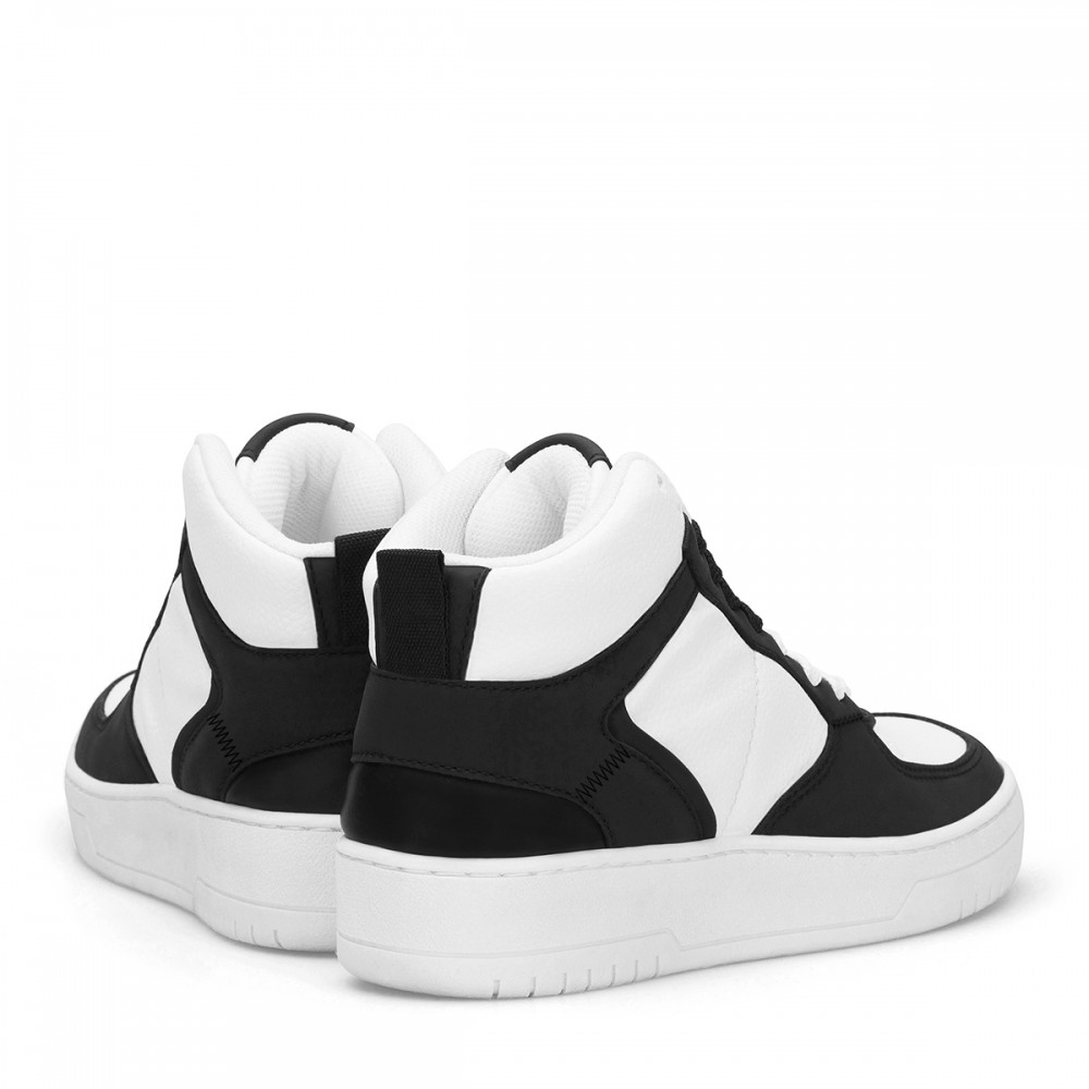 Womens High Top Sneakers - White Black - DS Maya