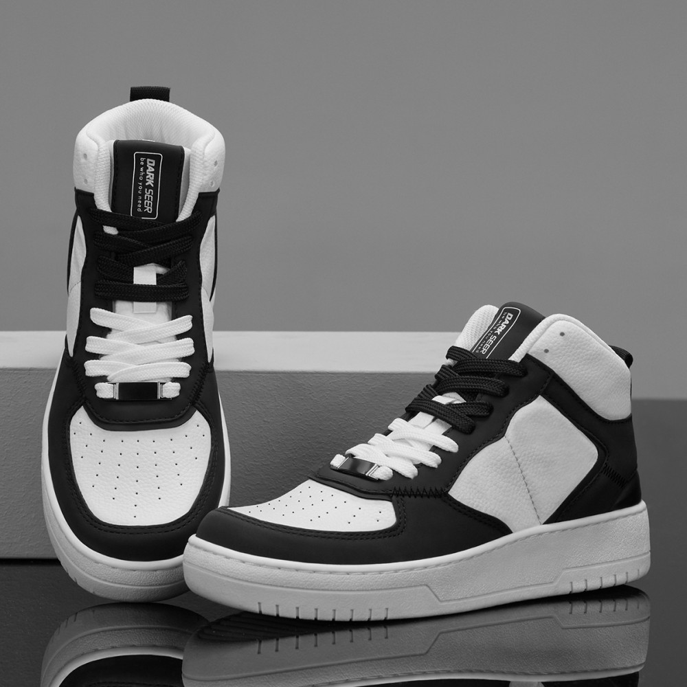 Womens High Top Sneakers - White Black - DS Maya