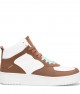 Womens High Top Sneakers - White Tan - DS Maya