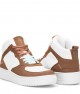Womens High Top Sneakers - White Tan - DS Maya