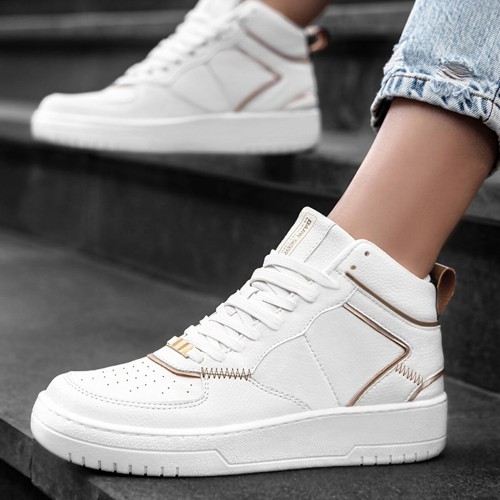 Womens High Top Sneakers - White - DS Maya