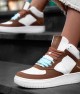 Womens High Top Sneakers - White Tan - DS Maya
