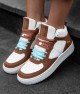 Womens High Top Sneakers - White Tan - DS Maya