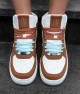 Womens High Top Sneakers - White Tan - DS Maya