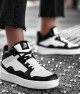 Women's High Top Sneakers - White Black - DS Violet