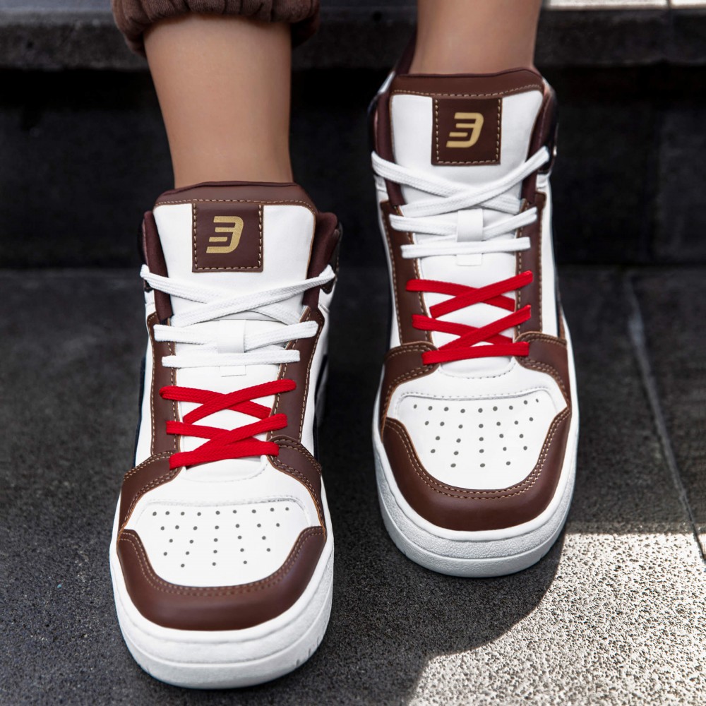 Women's High Top Sneakers - White Tan - DS Violet