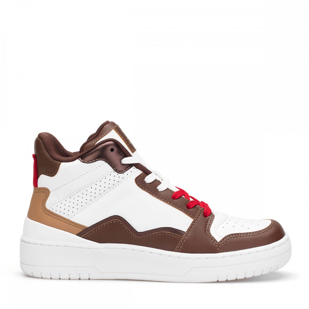Women's High Top Sneakers - White Tan - DS Violet