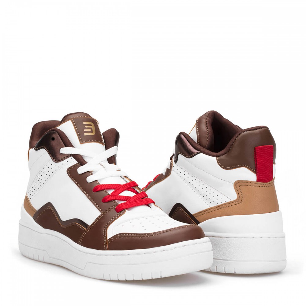 Women's High Top Sneakers - White Tan - DS Violet