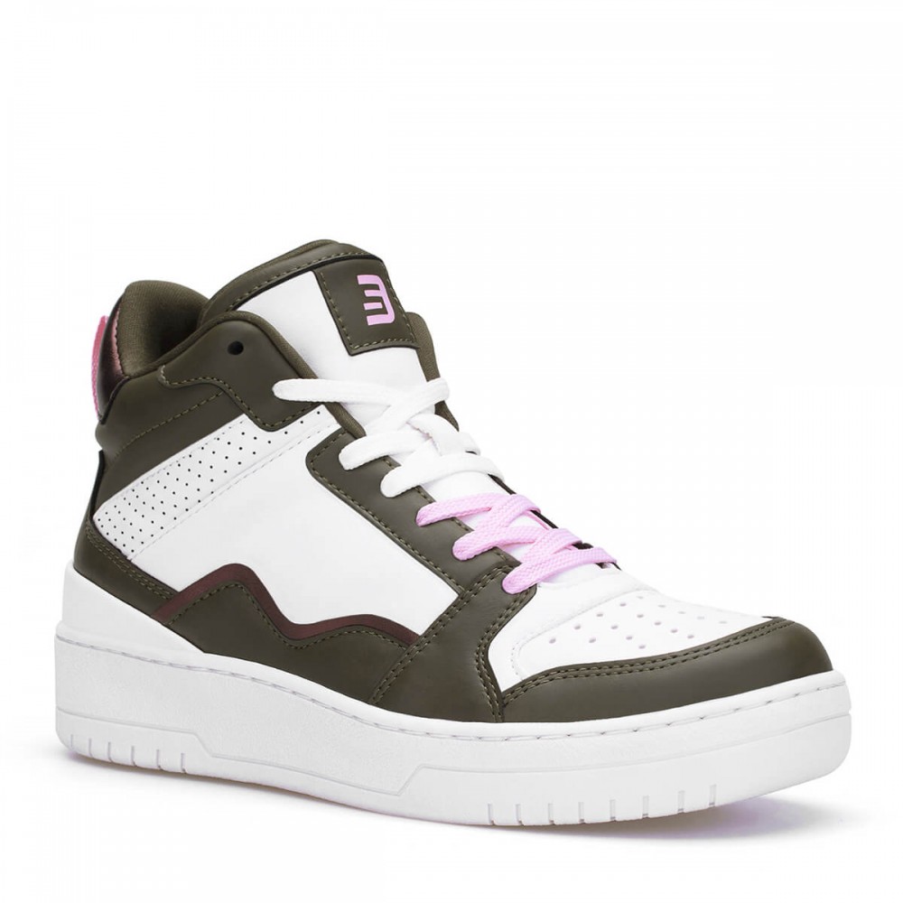 Women's High Top Sneakers - White Green - DS Violet