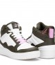 Women's High Top Sneakers - White Green - DS Violet