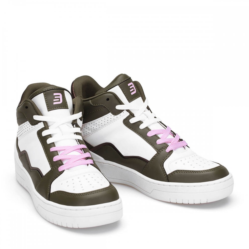 Women's High Top Sneakers - White Green - DS Violet