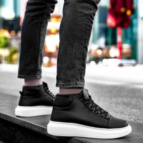 Men's High Top Sneakers - Black White - DS Belano