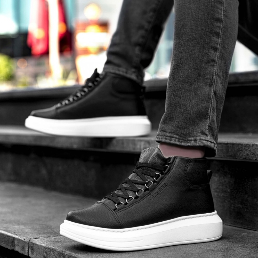 Men's High Top Sneakers - Black White - DS Belano
